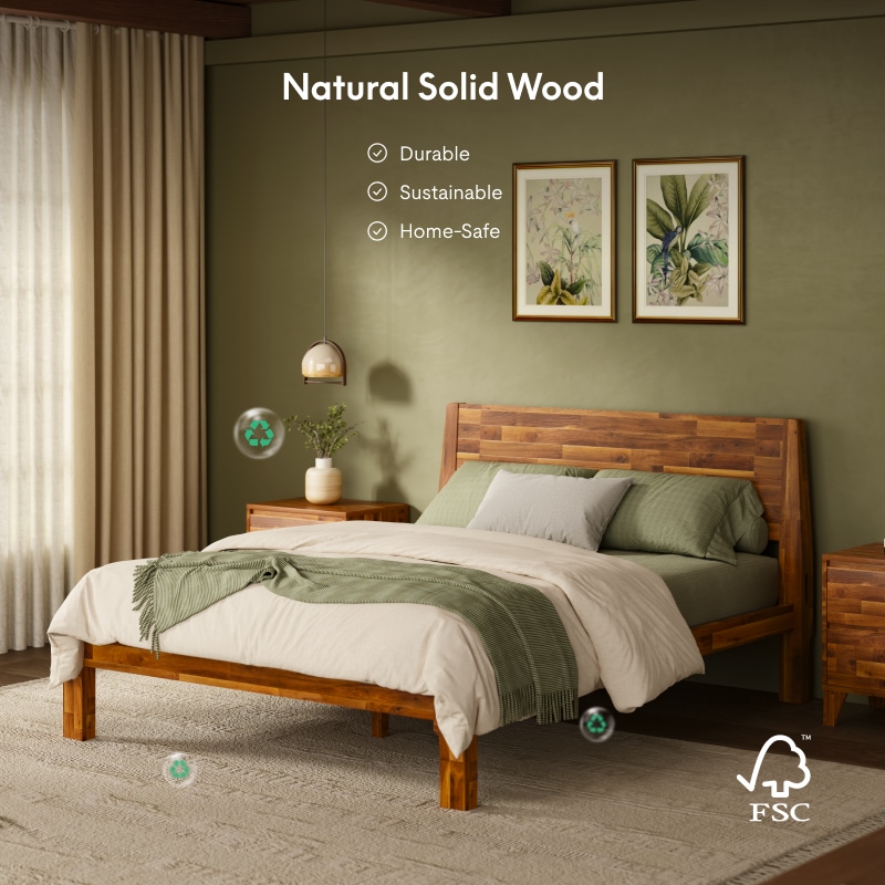 Kana Japanese Joinery Bed Acacia | FlexiSpot